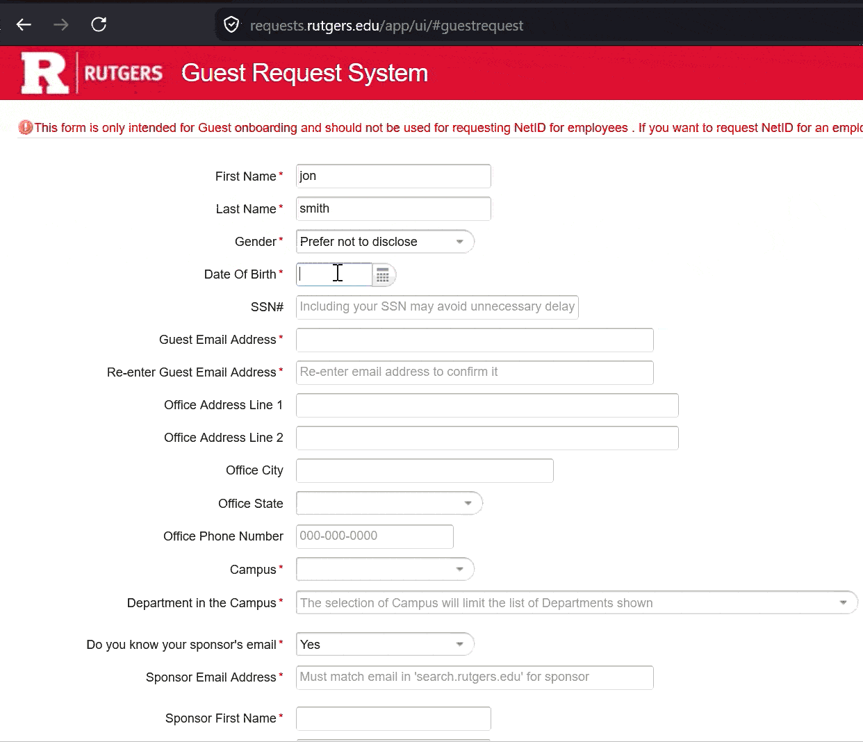 Guest Request Form Animation